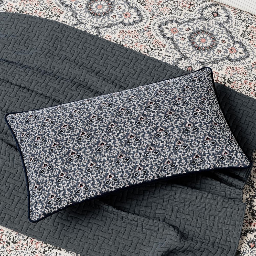 Nena Geometric Cushion by Bedeck of Belfast in Denim Blue